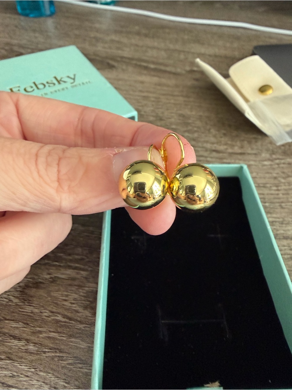 Classic Gold Ball Drop Earrings Brand New